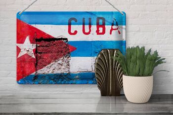 Drapeau en étain 30x20cm, drapeau de Cuba sur un mur 3