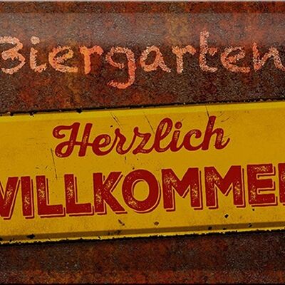 Blechschild Spruch 30x20cm Biergarten herzlich willkommen