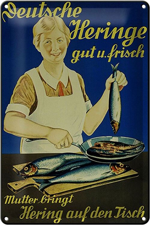 Blechschild Spruch 20x30cm Fisch Deutsche Heringe gut frisch