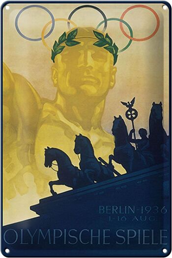 Plaque en tôle indiquant 20x30 cm Jeux Olympiques de Berlin 1936 1