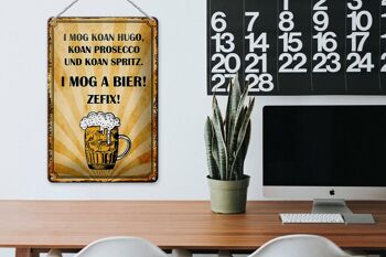 Plaque en étain disant 20x30cm j'aime koan Hugo j'aime une bière 3