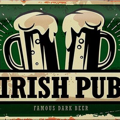 Targa in metallo con scritta 30x20 cm Irish Pub famosa birra scura