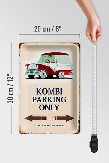 Panneau en étain indiquant 20x30cm Kombi Parking only Car 4