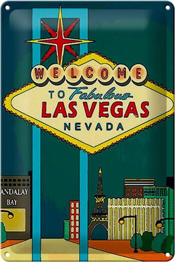 Panneau en étain disant 20x30cm bienvenue à Fabuleux Las Vegas 1