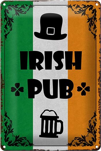 Panneau en étain indiquant 20x30cm Irish Pub Beer 1