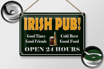 Panneau en étain indiquant 30x20cm Irish Pub Gold Beer open 24 2