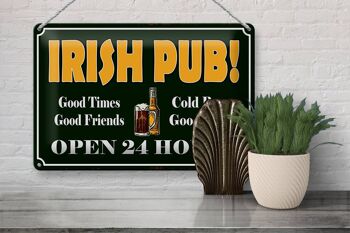 Panneau en étain indiquant 30x20cm Irish Pub Gold Beer open 24 3