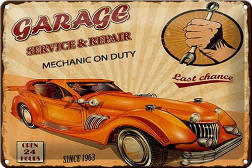 Blechschild Spruch 30x20cm Garage Service mechanic on duty