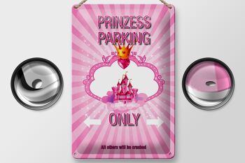 Panneau en étain indiquant 20x30cm Parking princesse uniquement couronne rose 2