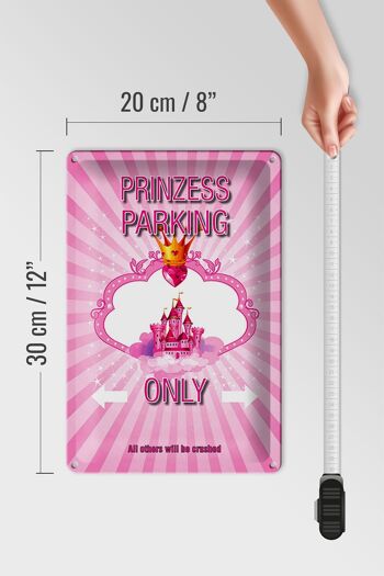 Panneau en étain indiquant 20x30cm Parking princesse uniquement couronne rose 4