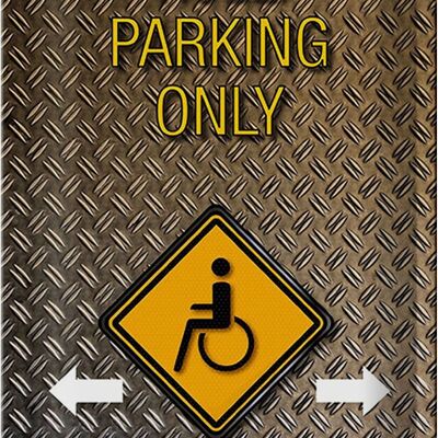Targa in metallo con scritta "Parcheggio solo per sedie a rotelle" 20x30 cm