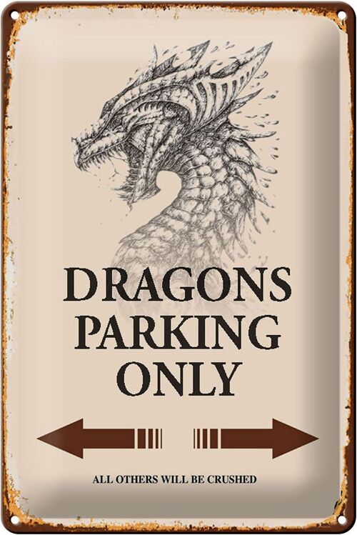 Blechschild Spruch 20x30cm Dragons parking only