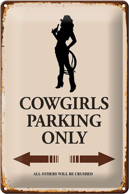 Blechschild Spruch 20x30cm Cowgirls parking only