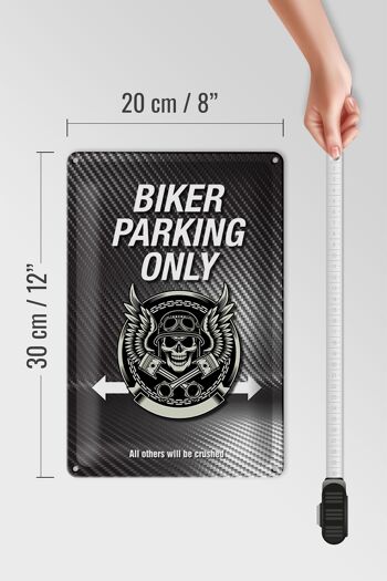 Panneau en étain indiquant 20x30cm Parking motard uniquement pour tous les autres 4