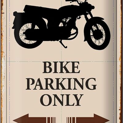 Cartel de chapa que dice 20x30cm Estacionamiento de bicicletas solo motocicleta