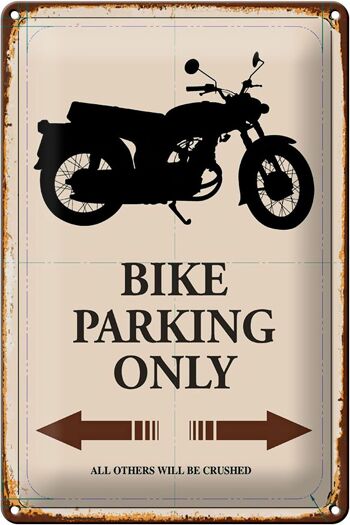 Panneau en étain indiquant 20x30cm Parking vélo uniquement moto 1