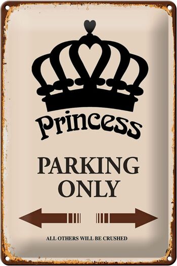 Panneau en étain indiquant 20x30cm Parking Princesse uniquement Corona 1