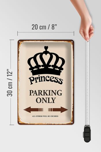 Panneau en étain indiquant 20x30cm Parking Princesse uniquement Corona 4