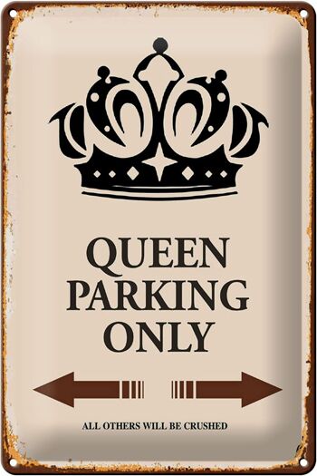 Panneau en étain indiquant 20x30cm Queen parking only Corona 1