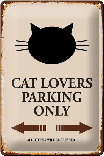 Panneau en étain disant 20x30cm amoureux des chats parking uniquement chat 1