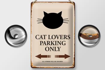 Panneau en étain disant 20x30cm amoureux des chats parking uniquement chat 2
