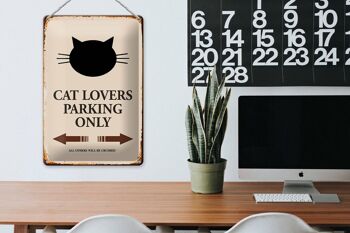 Panneau en étain disant 20x30cm amoureux des chats parking uniquement chat 3