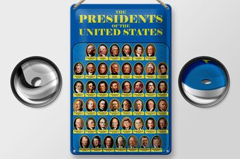 Plaque en tôle 20x30cm indiquant les présidents des États-Unis 2