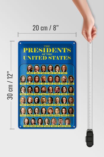 Plaque en tôle 20x30cm indiquant les présidents des États-Unis 4