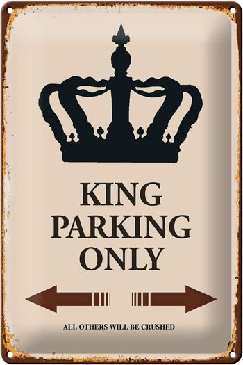 Panneau en étain indiquant 20x30cm King parking uniquement Corona 1