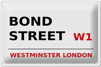 Plaque en tôle Londres 30x20cm Bond Street W1 1
