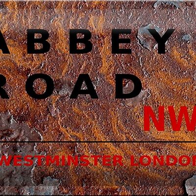 Cartel de chapa Londres 30x20cm Abbey Road NW8 Óxido