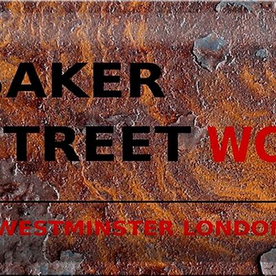 Metal sign London 30x20cm Street Baker street WC1 Rust