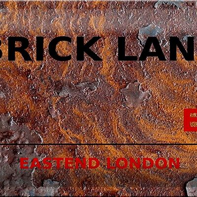 Plaque en tôle Londres 30x20cm Street Brick Lane E1 Rouille
