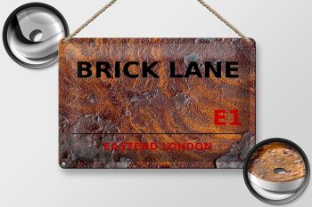 Plaque en tôle Londres 30x20cm Street Brick Lane E1 Rouille 2