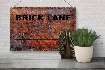 Plaque en tôle Londres 30x20cm Street Brick Lane E1 Rouille 3