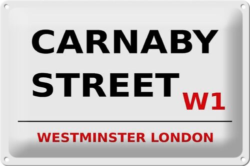 Blechschild London 30x20cm Westminster Carnaby Street W1 weißes Schild