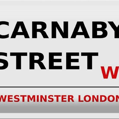 Cartel de chapa Londres 30x20cm Westminster Carnaby Street W1 cartel blanco