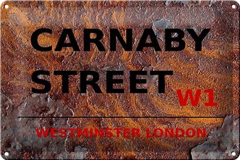 Plaque en tôle Londres 30x20cm Westminster Carnaby Street W1 1