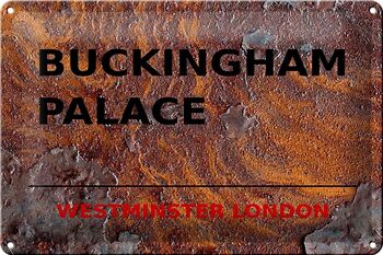 Plaque en tôle Londres 30 x 20 cm Rue Buckingham Palace Rouille 1