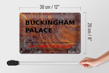 Plaque en tôle Londres 30 x 20 cm Rue Buckingham Palace Rouille 4