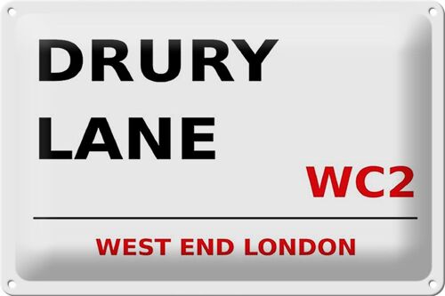 Blechschild London 30x20cm west end Drury Lane WC2