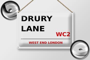 Panneau en tôle Londres 30x20cm extrémité ouest Drury Lane WC2 2
