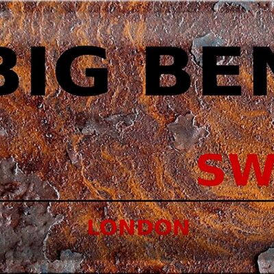 Targa in metallo Londra 30x20 cm Street Big Ben SW1 Ruggine
