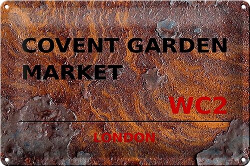 Blechschild London 30x20cm Covent Garden Market WC2 Rost