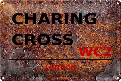 Blechschild London 30x20cm Charing Cross WC2 Rost