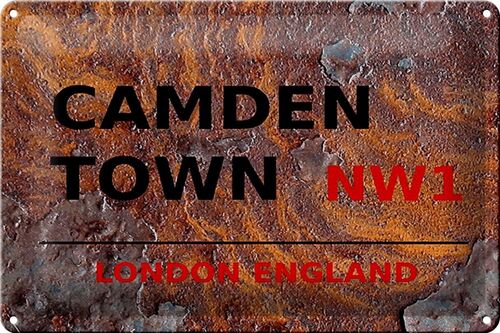 Blechschild London 30x20cm England Camden Town NW1 Rost