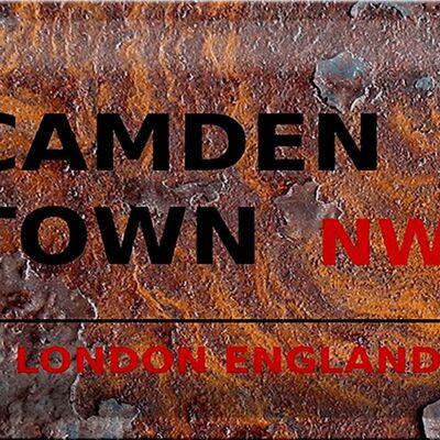 Targa in metallo Londra 30x20 cm Inghilterra Camden Town NW1 Ruggine