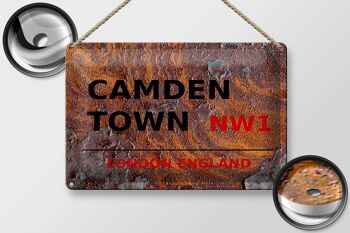 Signe en étain Londres 30x20cm Angleterre Camden Town NW1 Rouille 2