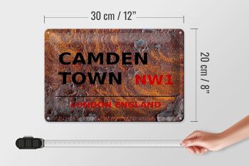 Signe en étain Londres 30x20cm Angleterre Camden Town NW1 Rouille 4