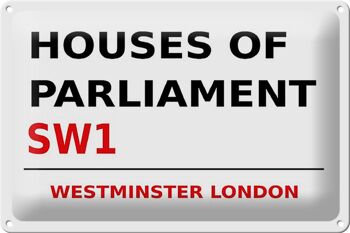 Plaque en tôle Londres 30x20cm Houses of Parliament SW1 1